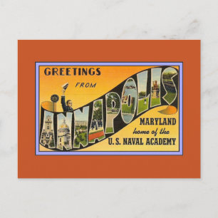 Vintage-Grüße aus Annapolis MD Postkarte