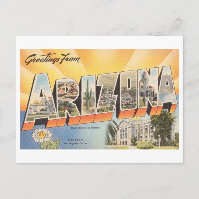 Vintage Grüße aus Arizona Postkarte (Vorderseite)