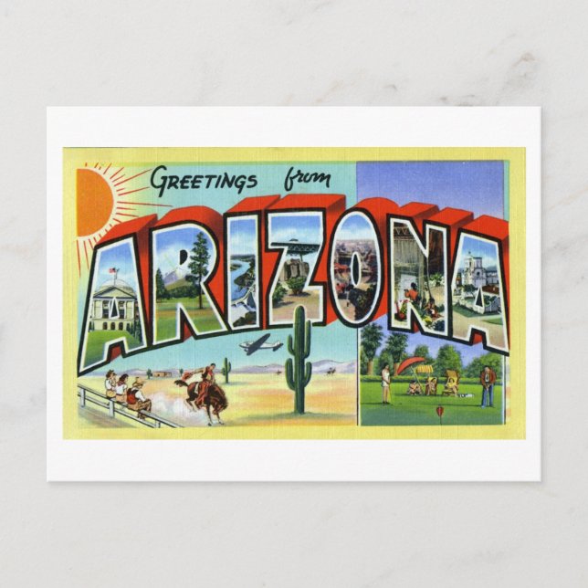 Vintage Grüße aus Arizona Postkarte (Vorderseite)