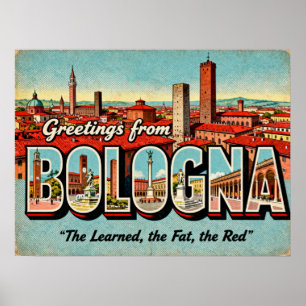 Vintage-Grüße aus Bologna-Plakat Poster