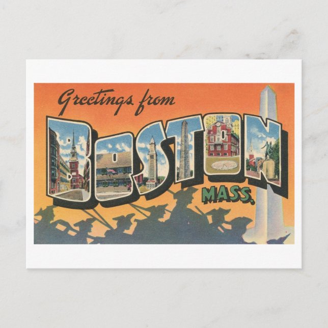 Vintage Grüße aus Boston, Massachusetts Postkarte (Vorderseite)