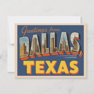 Vintage "Grüße aus Dallas, Texas" Postkarte