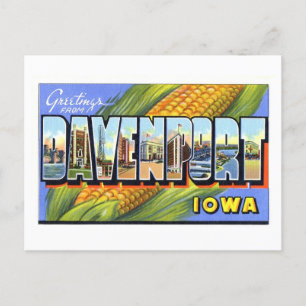 Vintage Grüße aus Davenport, Iowa Postkarte