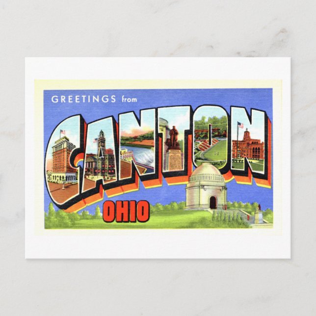 Vintage Grüße aus dem Kanton Ohio Postkarte (Vorderseite)
