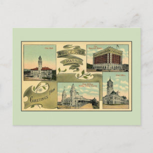Vintage Grüße aus den 1910er Jahren von Worcester  Postkarte