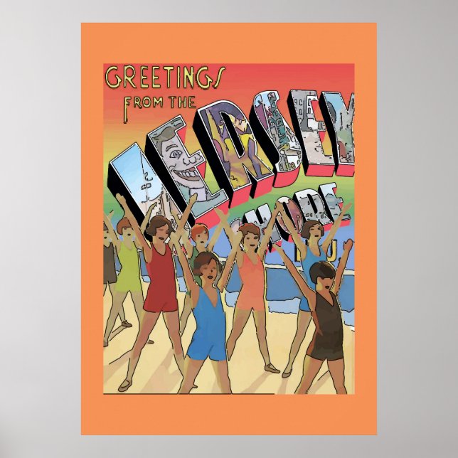 Vintage Grüße aus der Jersey Shore Poster (Vorne)