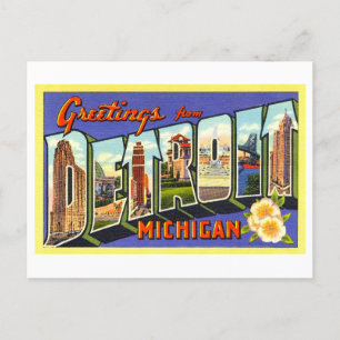 Vintage Grüße aus Detroit, Michigan Postkarte
