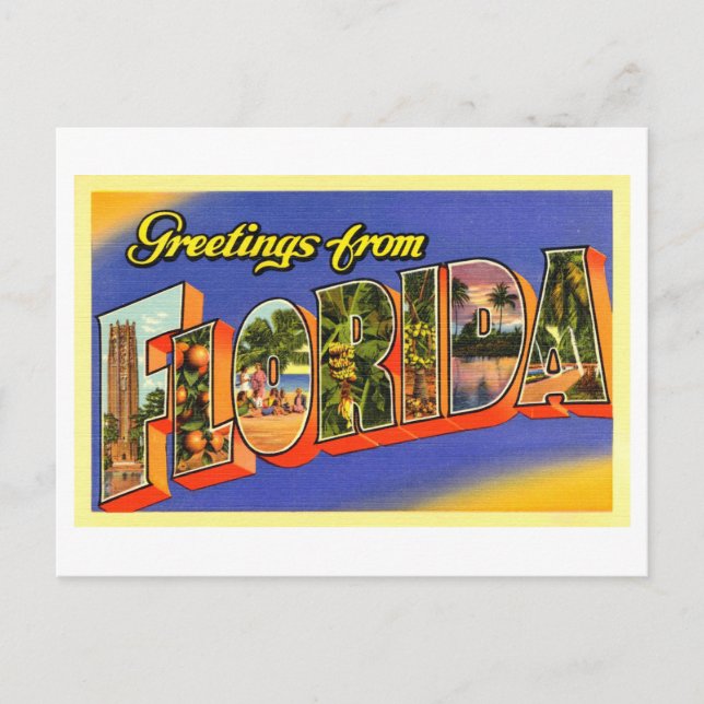 Vintage Grüße aus Florida Postkarte (Vorderseite)