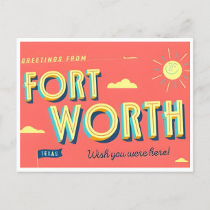 Vintage Grüße aus Fort Worth Texas Postkarte