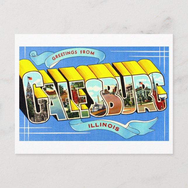 Vintage Grüße aus Galesburg, Illinois, Postkarte (Vorderseite)