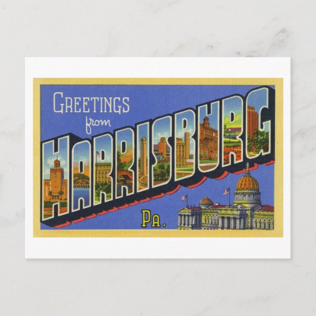Vintage Grüße aus Harrisburg, Pennsylvania Postkarte (Vorderseite)