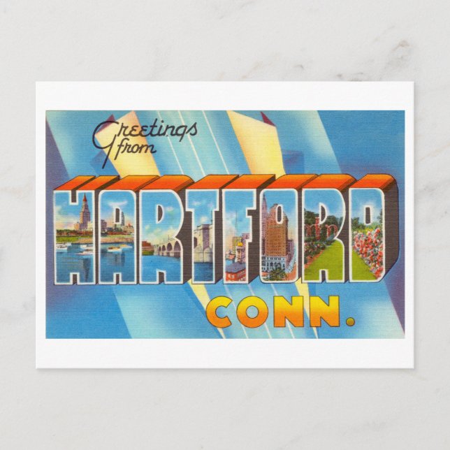 Vintage Grüße aus Hartford, Connecticut Postkarte (Vorderseite)