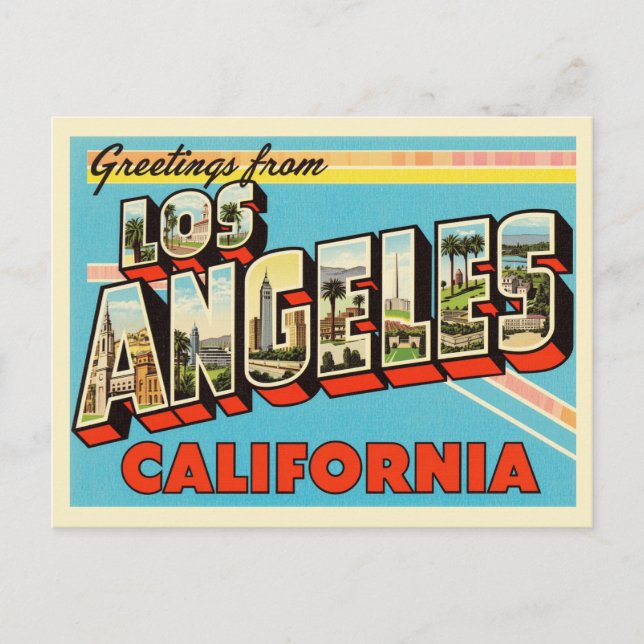Vintage "Grüße aus Los Angeles, Kalifornien" Postkarte (Vorderseite)
