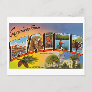 Vintage Grüße aus Maine Postkarte