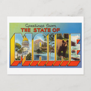 Vintage Grüße aus Maine Postkarte