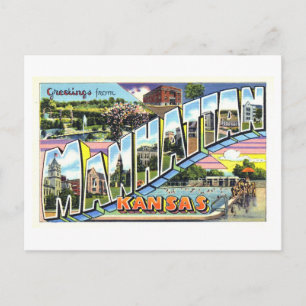 Vintage Grüße aus Manhattan, Kansas Postkarte