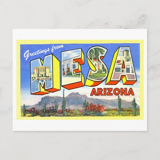 Vintage Grüße aus Mesa, Arizona, Postkarte (Vorderseite)