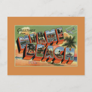 Vintage Grüße aus Miami Beach mit hoher Auflösung Postkarte