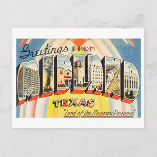 Vintage Grüße aus Midland, Texas Postkarte