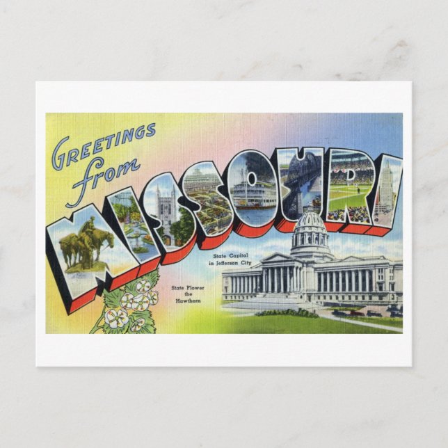Vintage Grüße aus Missouri Postkarte (Vorderseite)