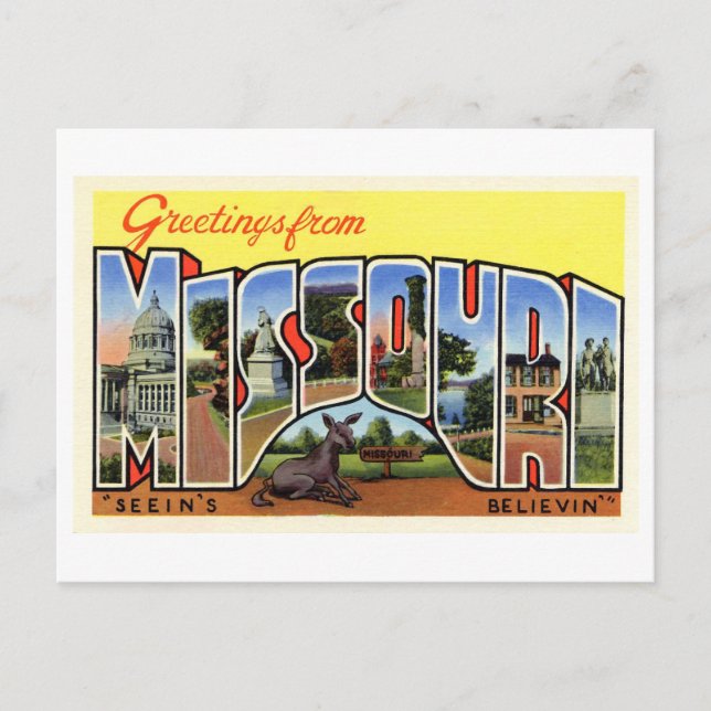 Vintage Grüße aus Missouri Postkarte (Vorderseite)