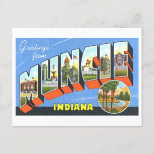 Vintage Grüße aus Muncie, Indiana Postkarte
