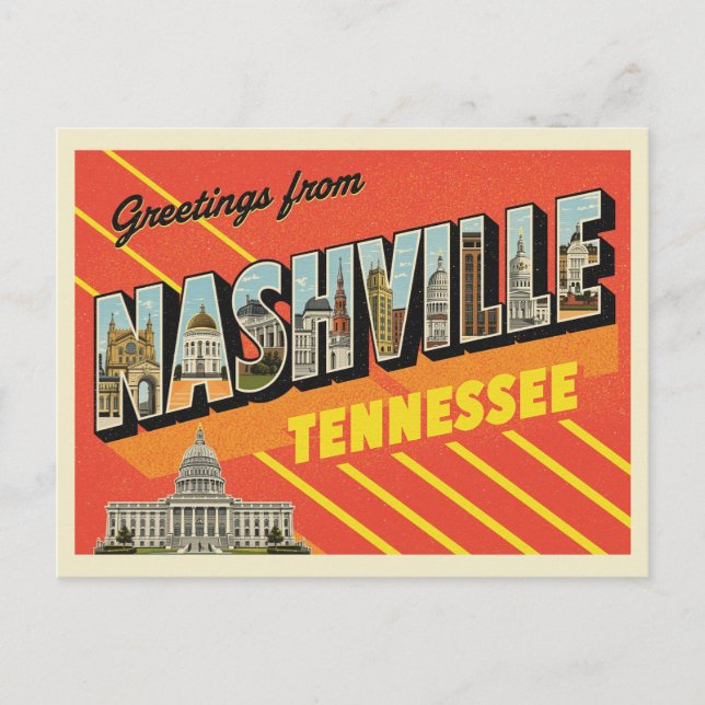 Vintage "Grüße aus Nashville, Tennessee" Postkarte (Vorderseite)