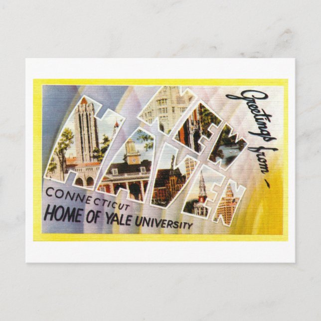 Vintage Grüße aus New Haven, Connecticut, Postkarte (Vorderseite)