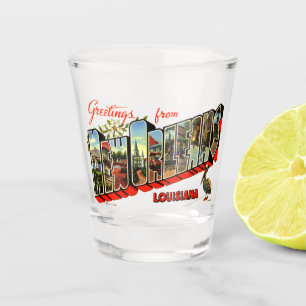 Vintage Grüße aus New Orleans Reise-Postkarte Schnapsglas