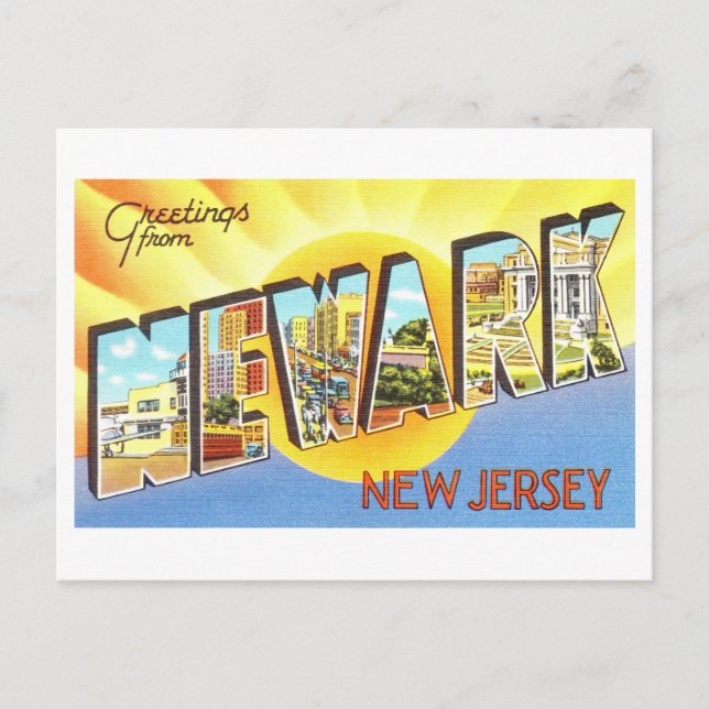 Vintage Grüße aus Newark, New Jersey Postkarte (Vorderseite)