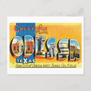 Vintage Grüße aus Odessa, Texas Postkarte