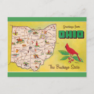 Vintage Grüße aus Ohio The Buckeye State Postkarte