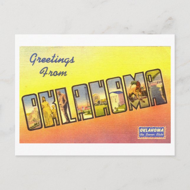 Vintage Grüße aus Oklahoma Postkarte (Vorderseite)