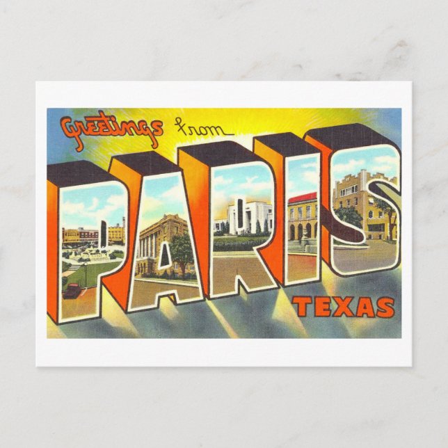 Vintage Grüße aus Paris, Texas, Postkarte (Vorderseite)