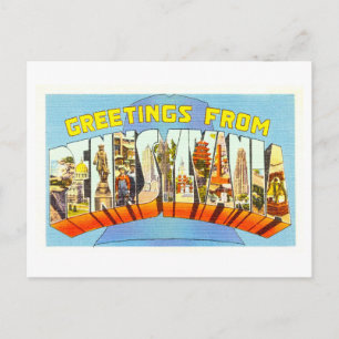 Vintage Grüße aus Pennsylvania Postkarte