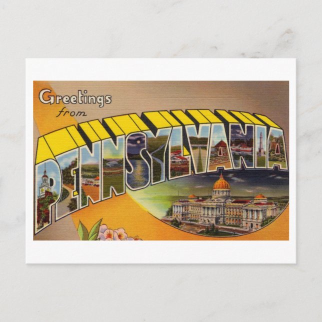 Vintage Grüße aus Pennsylvania Postkarte (Vorderseite)