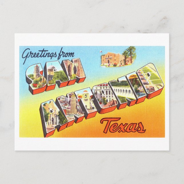 Vintage Grüße aus San Antonio, Texas Postkarte (Vorderseite)