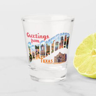 Vintage Grüße aus San Antonio, Texas Travel Schnapsglas