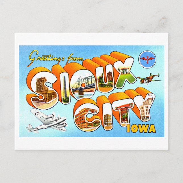 Vintage Grüße aus Sioux City, Iowa, Postkarte (Vorderseite)