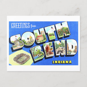 Vintage Grüße aus South Bend, Indiana, Postkarte