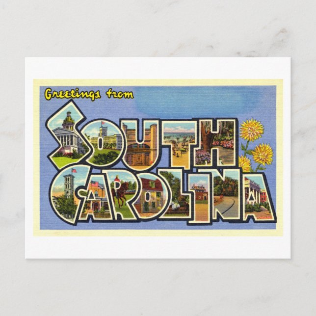 Vintage Grüße aus South Carolina Postkarte (Vorderseite)
