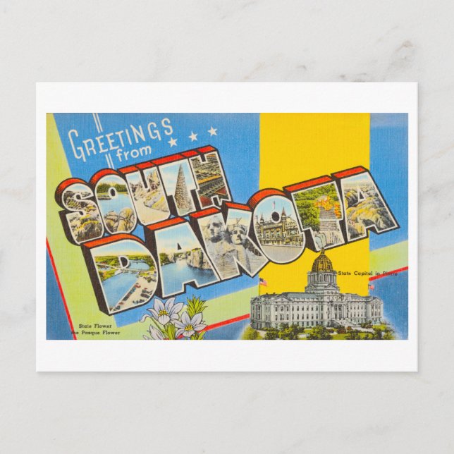 Vintage Grüße aus South Dakota Postkarte (Vorderseite)