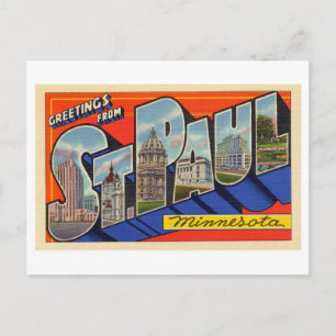 Vintage Grüße aus St. Paul, Minnesota Postkarte