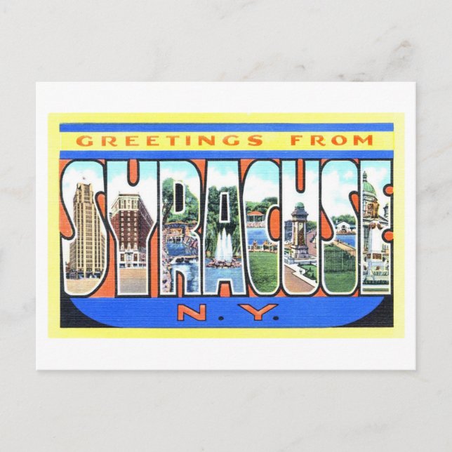 Vintage Grüße aus Syrakus, New York Postkarte (Vorderseite)
