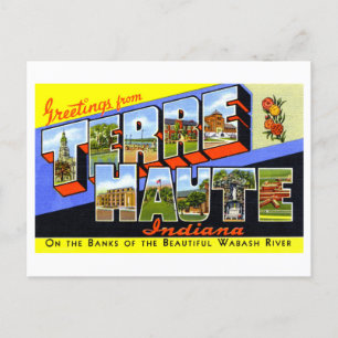 Vintage Grüße aus Terre Haute, Indiana, Postkarte