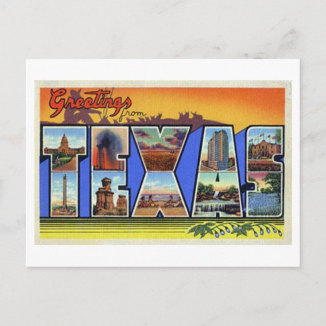Vintage Grüße aus Texas Postkarte (Vorderseite)