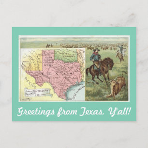 Vintage Grüße aus Texas Y'all Postkarte
