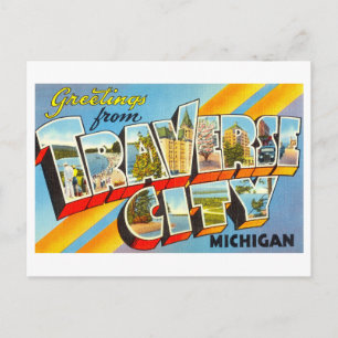 Vintage Grüße aus Traverse City, Michigan Postkarte