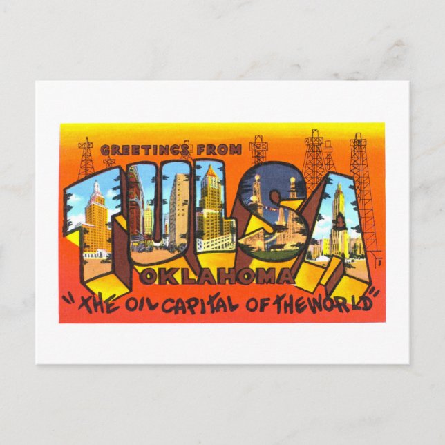 Vintage Grüße aus Tulsa, Oklahoma, Postkarte (Vorderseite)