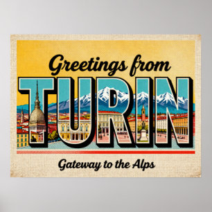 Vintage-Grüße aus Turin Poster